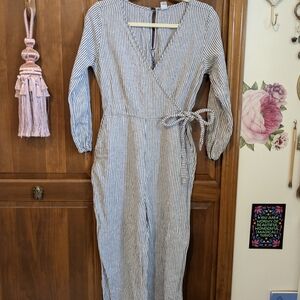 Old Navy Navy and White Striped Romper
